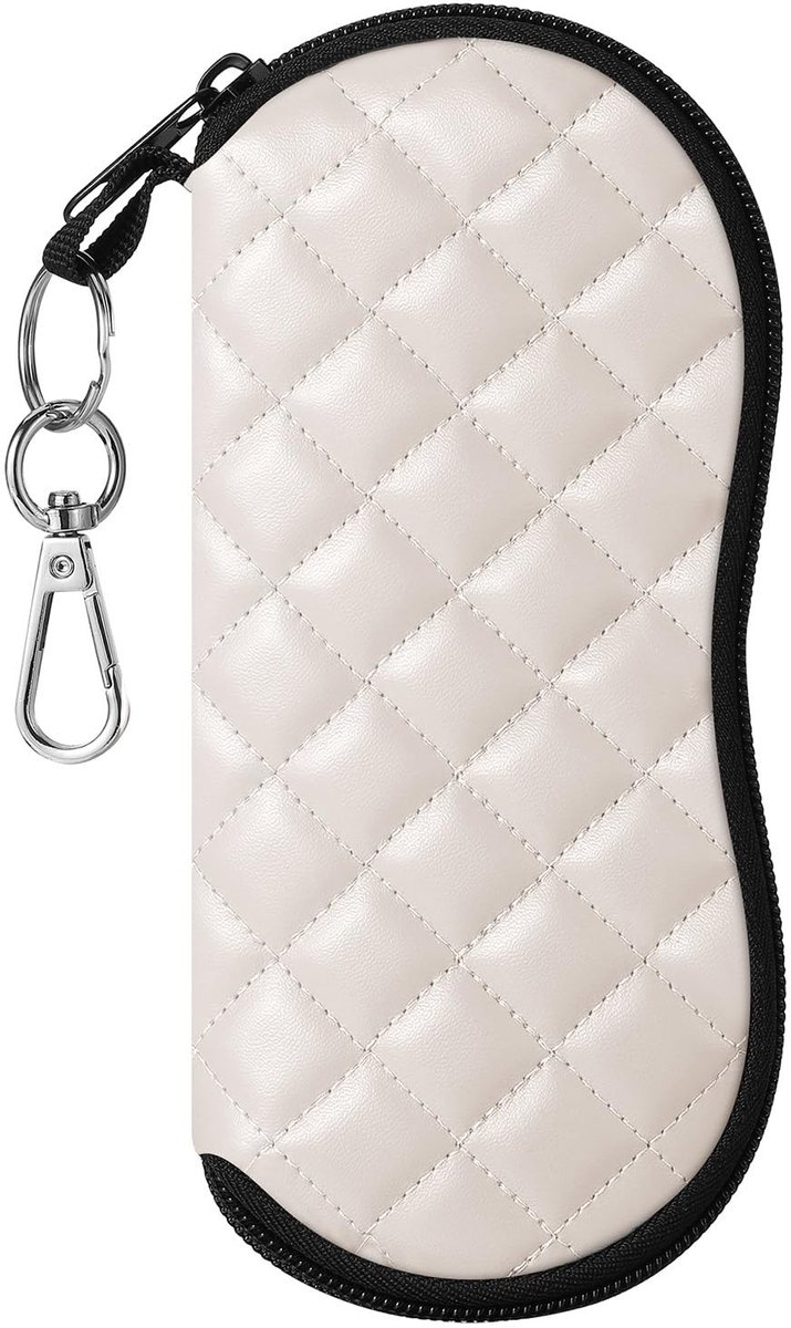 Dailygoody - Zachte lenzenvloeistof - Neopreen zonnebrillenetui - Compact en praktisch - Beige ruit - Voor mannen en vrouwen - Ideaal voor o