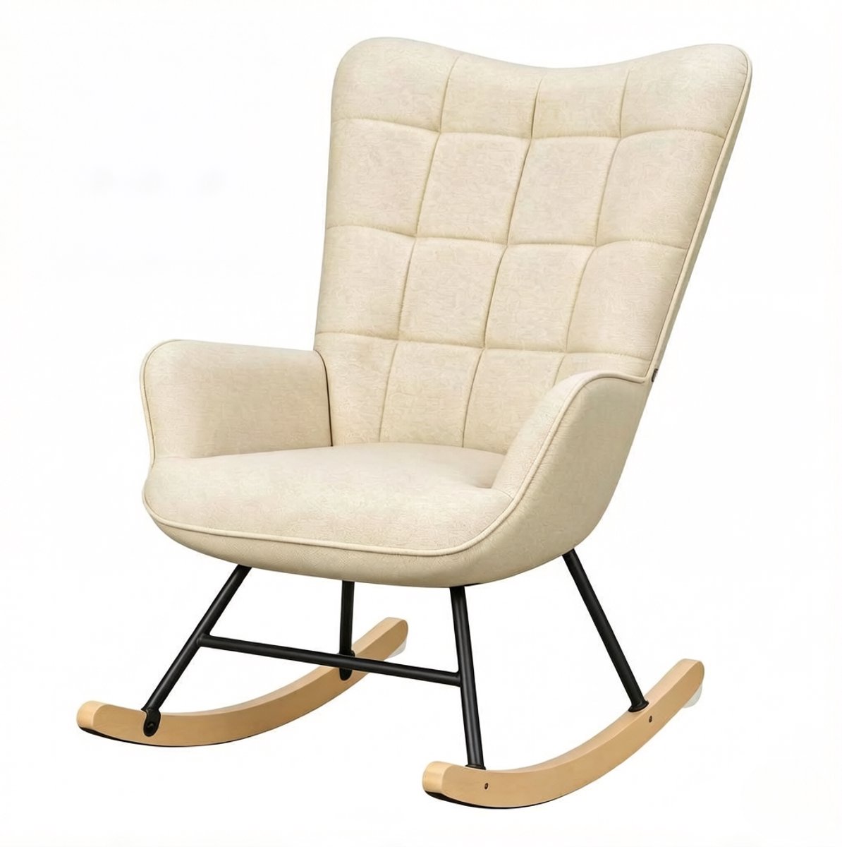 HAUSS SPOLE Schommelstoel - Ergonomische Fauteuil Met Hoge Rugleuning En Armleuningen - Voor Lezen En Ontspannen - Velvet Beige