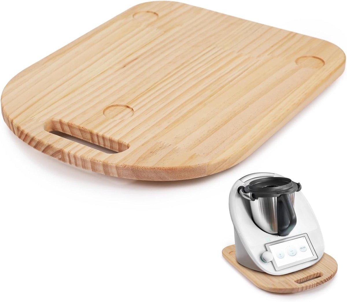 Houten Schuifbord - Keukenmachine Mat - Apparaat Verplaatsen - Met Handvat - 36x28 cm - Beige