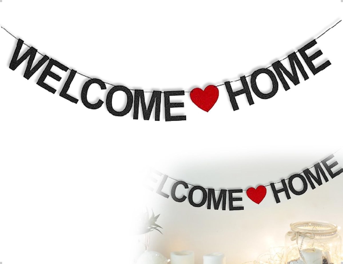 Dailygoods- Welkomstbanner Zwart - Welkomstslinger - Feestdecoratie - Decoratiebord - Feestartikelen - Duurzaam Materiaal - Welkomstdecoratie