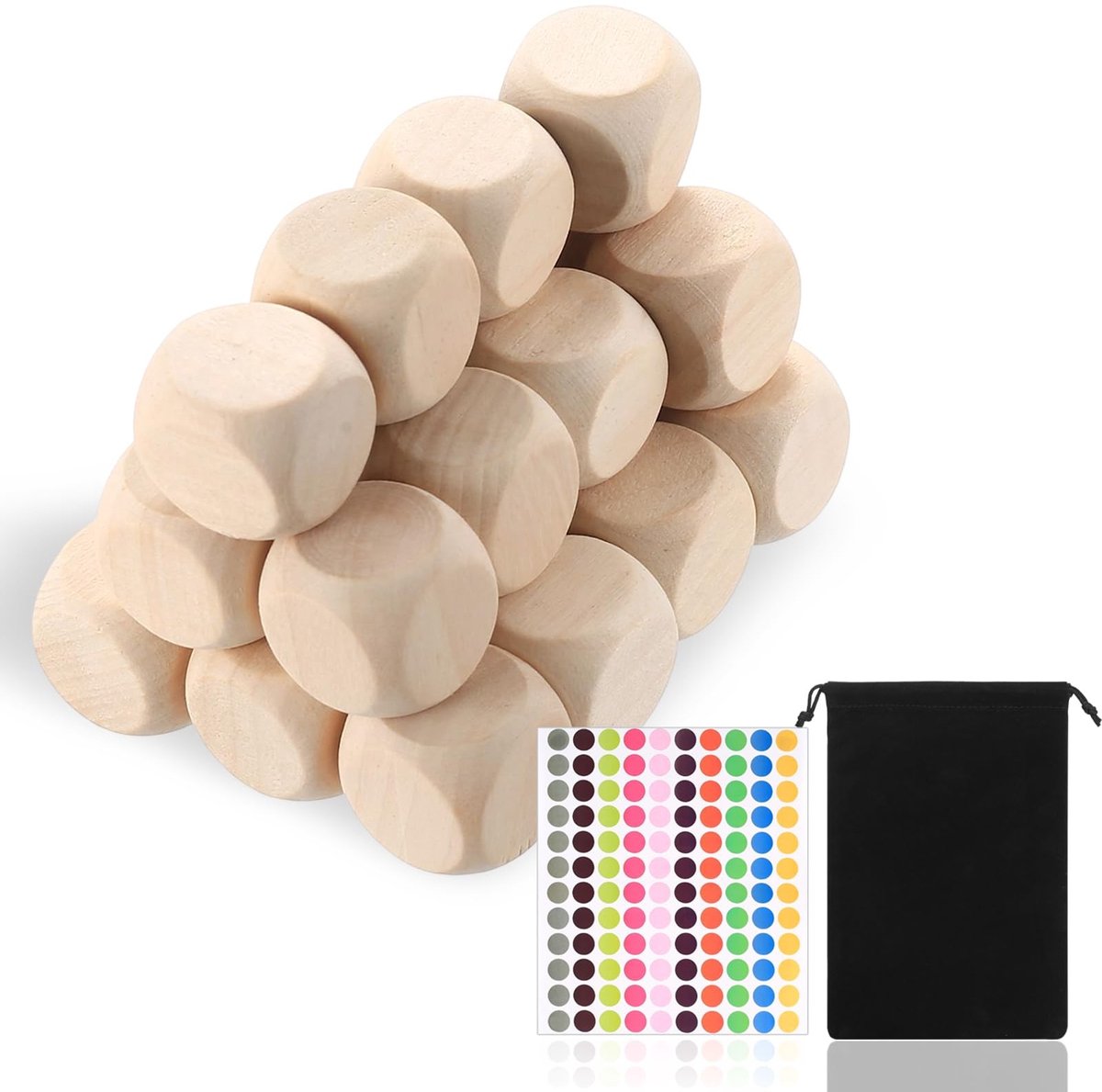 Dailygoods- Houten Dobbelstenen 50 Stuks - 20 mm Blanco Dobbelstenen - Houten Kubussen - Doe-het-zelf Kunst - Creatieve Set - Hoogwaardige Materialen