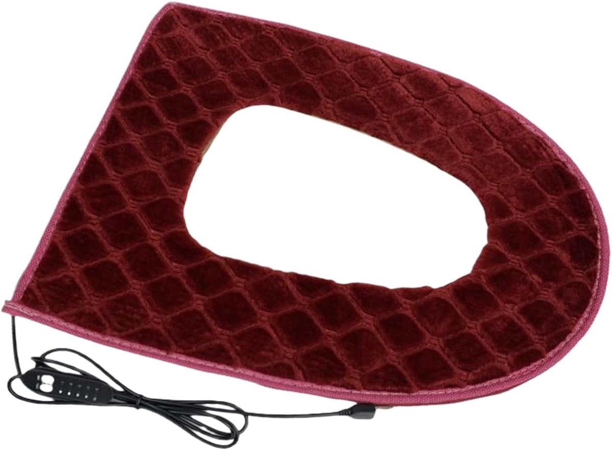 Verwarmde Toiletbril - Toiletzitting Verwarming - Comfort Verwarmen - 5 Standen Instelbaar - 43x37cm - Wijnrood