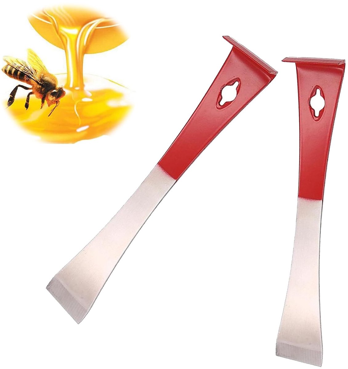 Dailygoods- Bijenkorf Schraper Multifunctioneel - Bijenkorf Tool - Bijenteelt Gereedschap - RVS - 2 Stuks - Ophanggat - Bijenteeltgereedschap