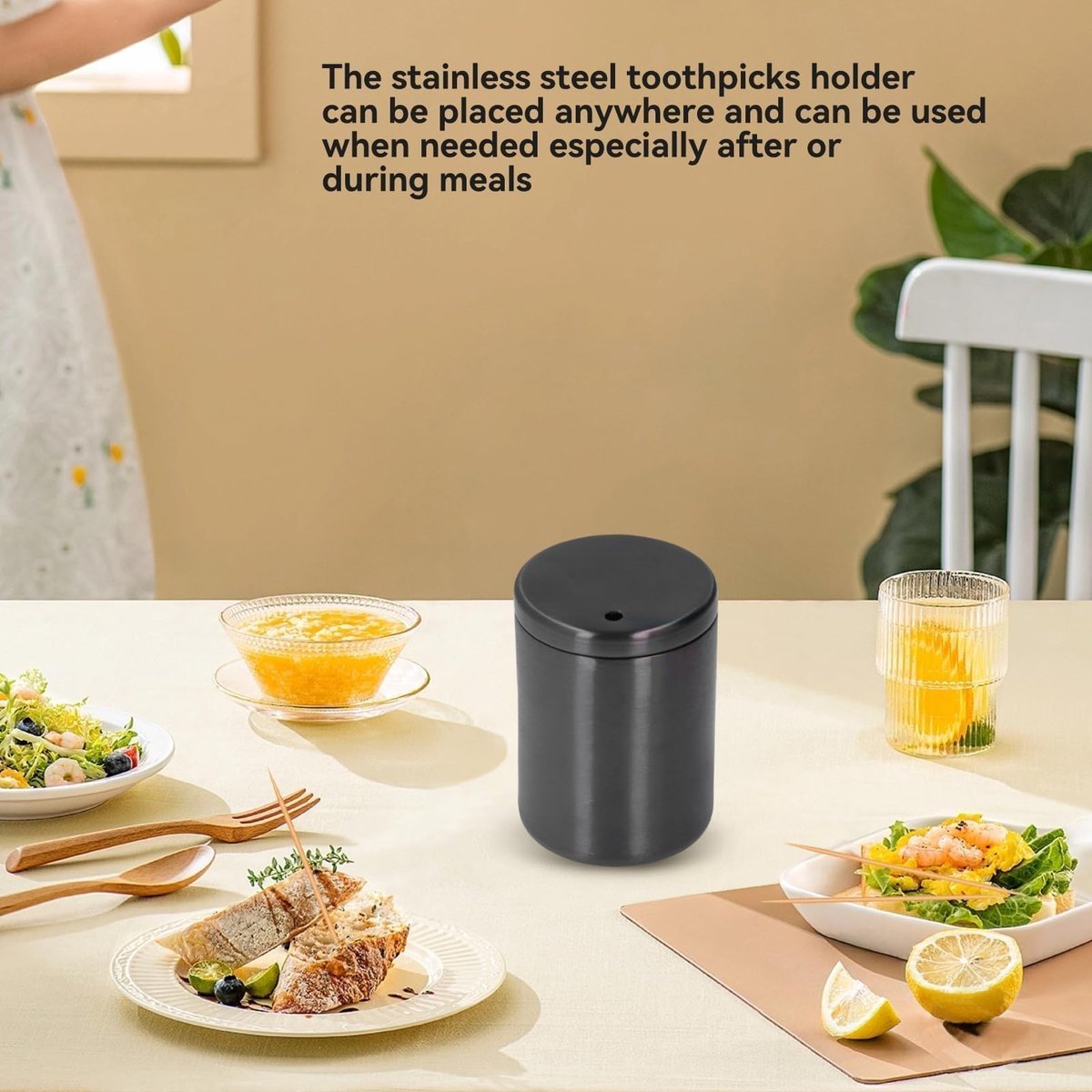 Dailygoods- Tandenstokerhouder Roestvrij staal - Tandenstoker dispenser - Tandenstoker container - Tandenstoker case - Valbestendig - Ergonomisch design - Tandenstokerdispenser