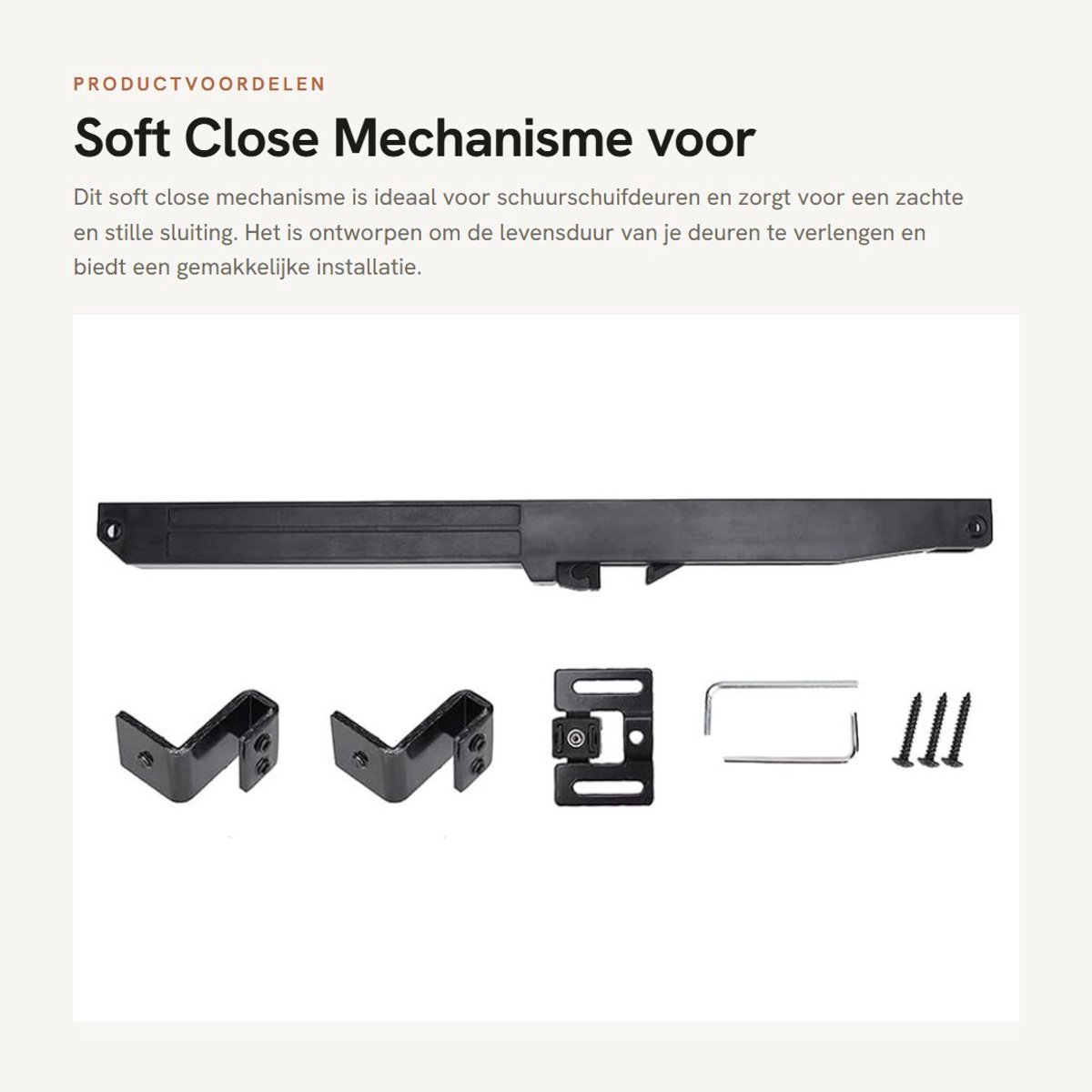 Dailygoods- Soft Close Mechanisme - Demper voor Schuurschuifdeur - Buffer Demper - Staal - Max. Belast. 20-80KG - Afm. 31x3.1x2.2 cm - Deurschuifdemper