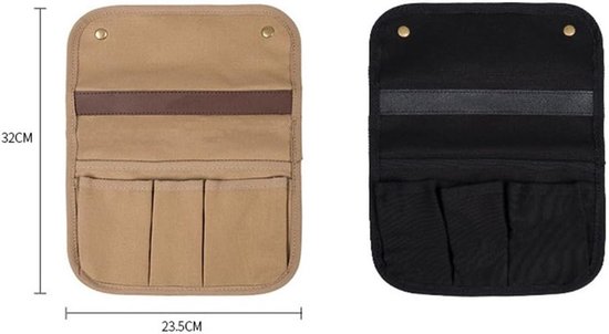 Stoel Organizer - Armleuning Tas - Buiten Ontspannen - Stevig Canvas Materiaal - 24 x 10 x 3 cm - Zwart — afbeelding 5