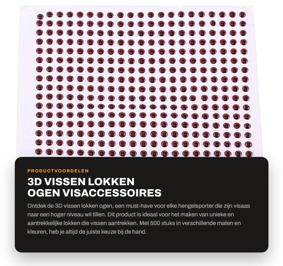 Dailygoods- Vissenlokken 3D Ogen - 500 Stuks - 3/4/5mm - Vliegen Binden - DIY Lokken Maken - Sterke Kleeflaag - Epoxymateriaal - Vishaak