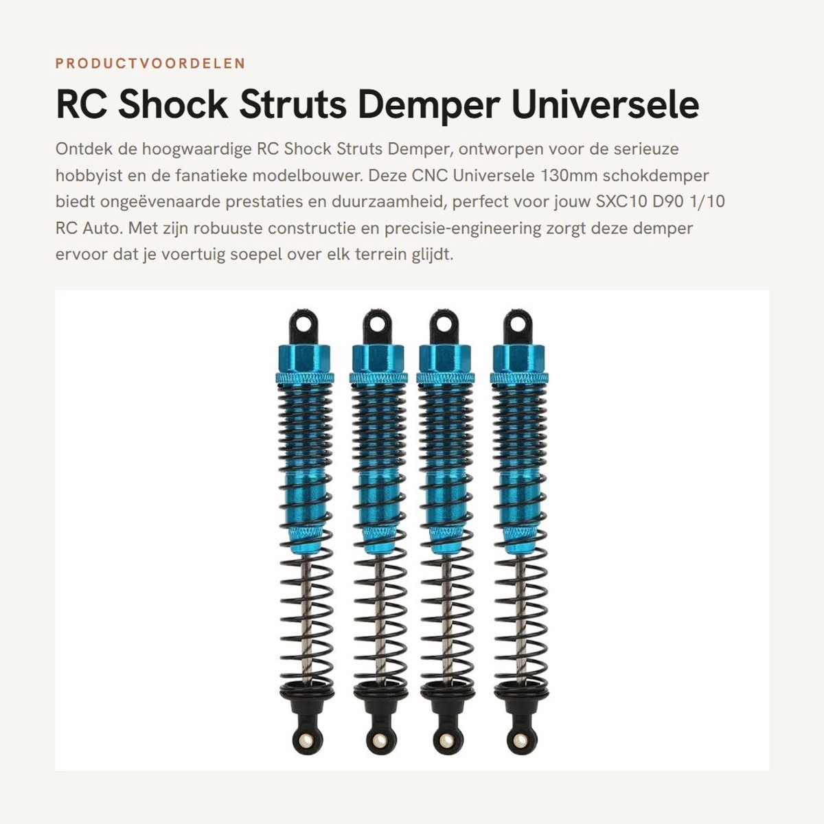 Dailygoods- Schokdempers Hoogwaardig Metaal - 130mm Schokdemper - Verbeterde Stabiliteit - Universeel - RC Auto - 180 Dagen Retourrecht
