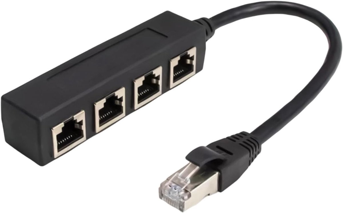 Netwerk Splitter - Ethernet Splitter Adapter - Netwerk Delen - 1-in-4-out Passief - 20 cm - Wit