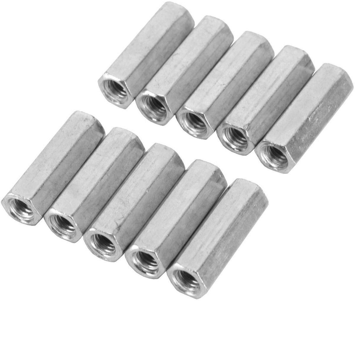 Dailygoods- Afstandhouder 10st - Zeskantmoeren - Koolstofstaal - Gegalvaniseerd - Schroefdraadbevestigingen - M6 * 30 - Zeskantmoer