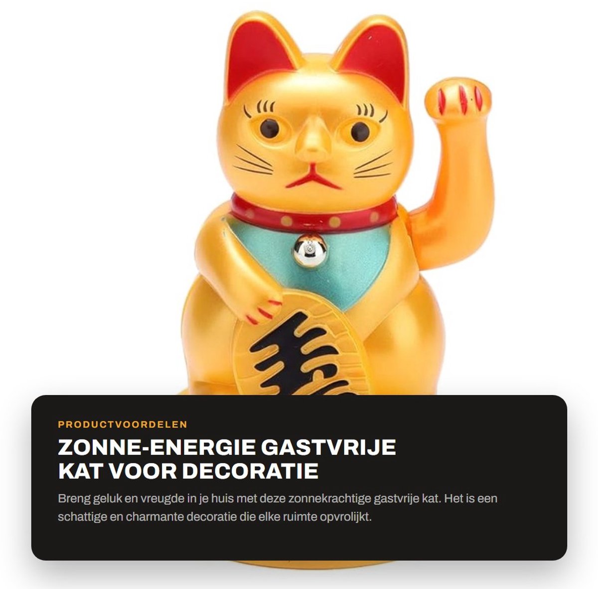 Dailygoods- Geluks Kat Zwaaiend - Op Zonne-energie - Decoratie - Gelukskatje - Thuis - Gastvrij - Wenskat