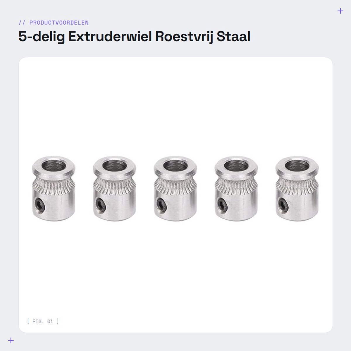 Dailygoods- Extruderwiel 5-delig - Roestvrij Staal - 3D-printeraccessoire - Geschikt voor MK8 - 1,75 mm / 3 mm Filament - Compact en duurzaam - 3D-printeronderdeel