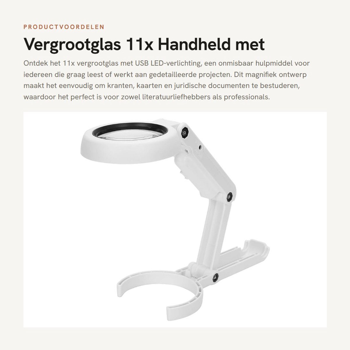 Dailygoods - Vergrootglas 11x - Handheld met LED-verlichting - Ideaal voor lezen en repareren - Draagbaar formaat - Verbeterde leeservaring - Geschikt...