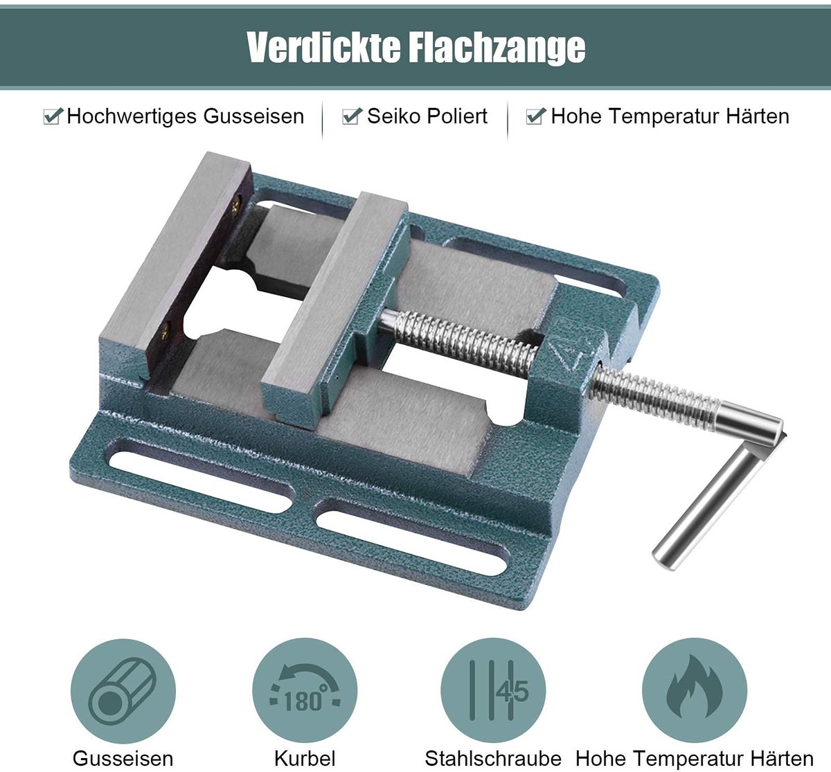Dailygoods- Bankschroef Draaibaar 4 Inch - Gietijzer - Kaakopening 11 cm - Werkbank - Tafelklem - Hoge Kwaliteit 18,5 x 16,6 x 2,7 cm - Tafelbankschroef