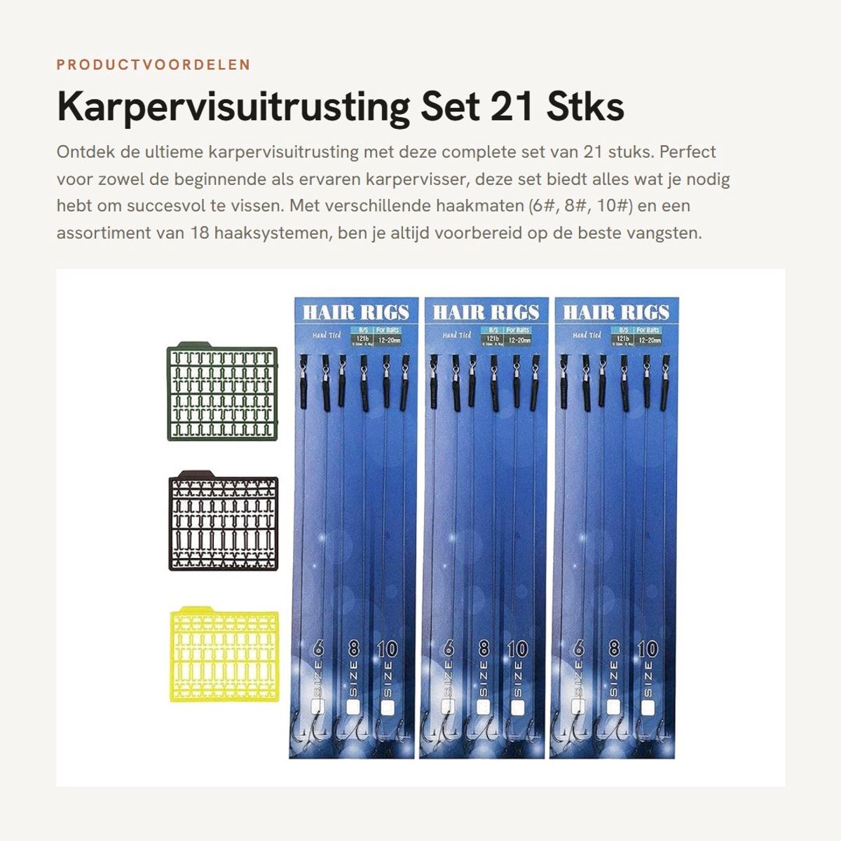 Dailygoods- Karpervisuitrusting Set - 18 Stuks Haaksystemen - 3 Maten