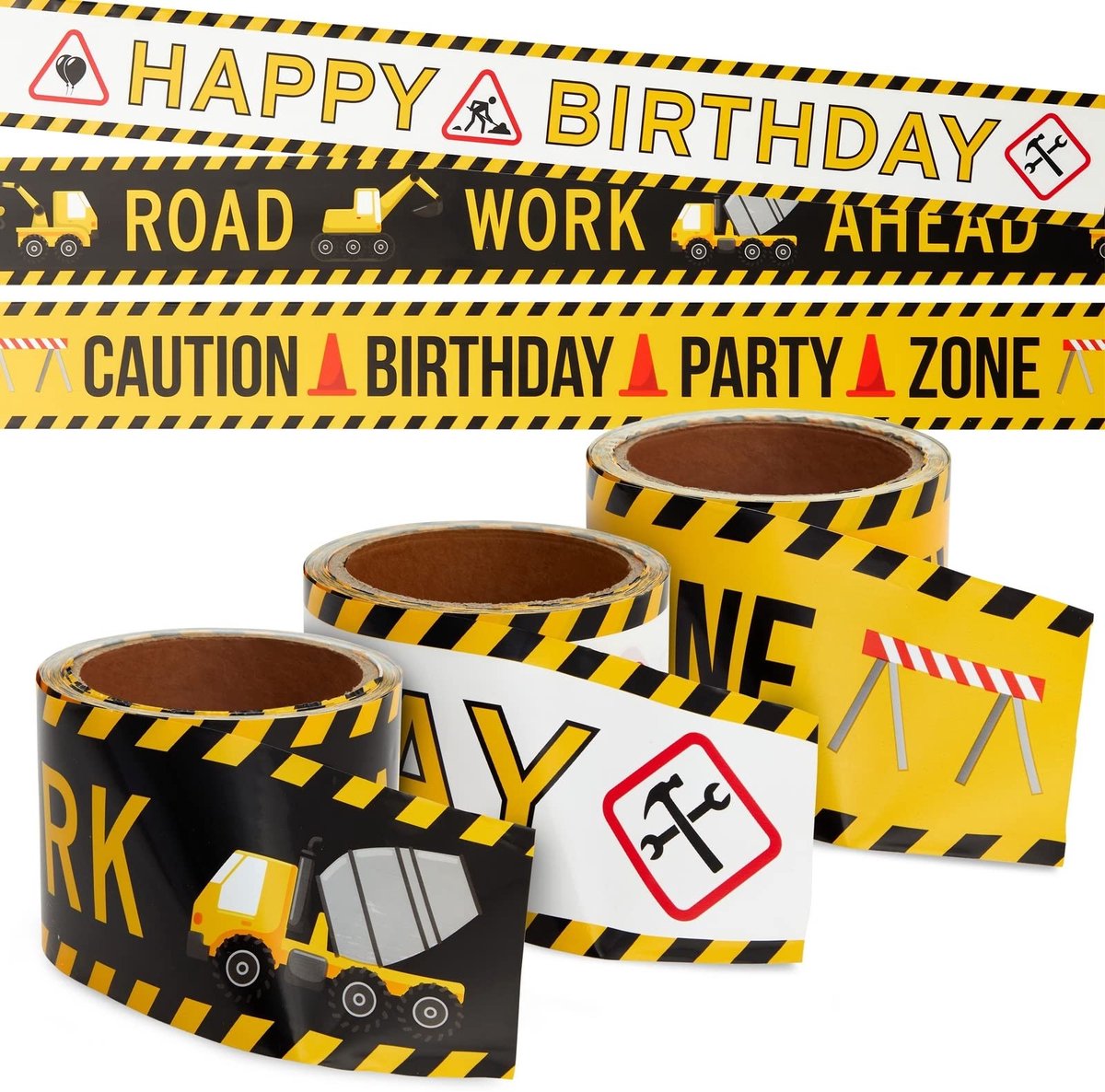 Allecto - Bouw Verjaardag Party Decoratie Tape - Feestelijke tape - 3