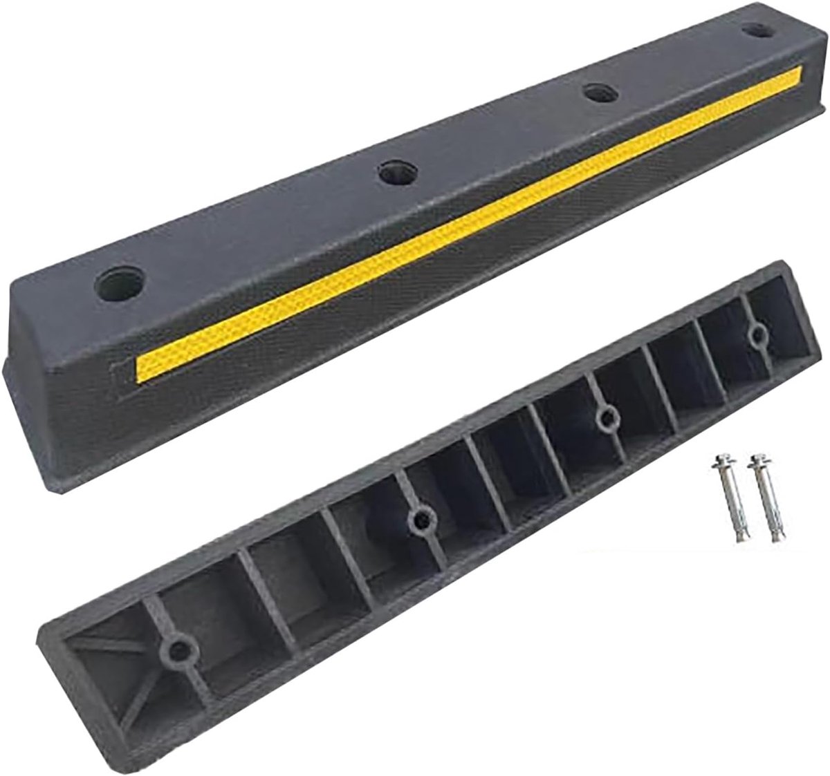 Rubberen Wielstopper - Parkeerblokkering Stoeprand - Veilige Parkeerhulp - Antislip Weerbestendig - 39.4x6.1x4.7" - Zwart