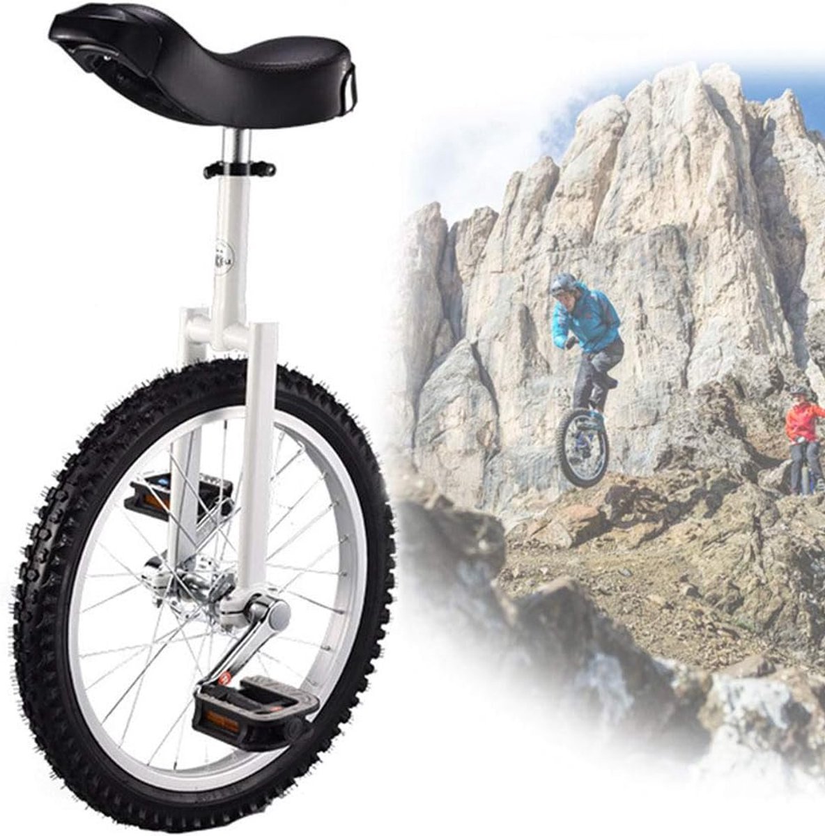 Eenwieler - Loopfiets - Buitensporten - Antislip bergbanden - 18 inch - Wit