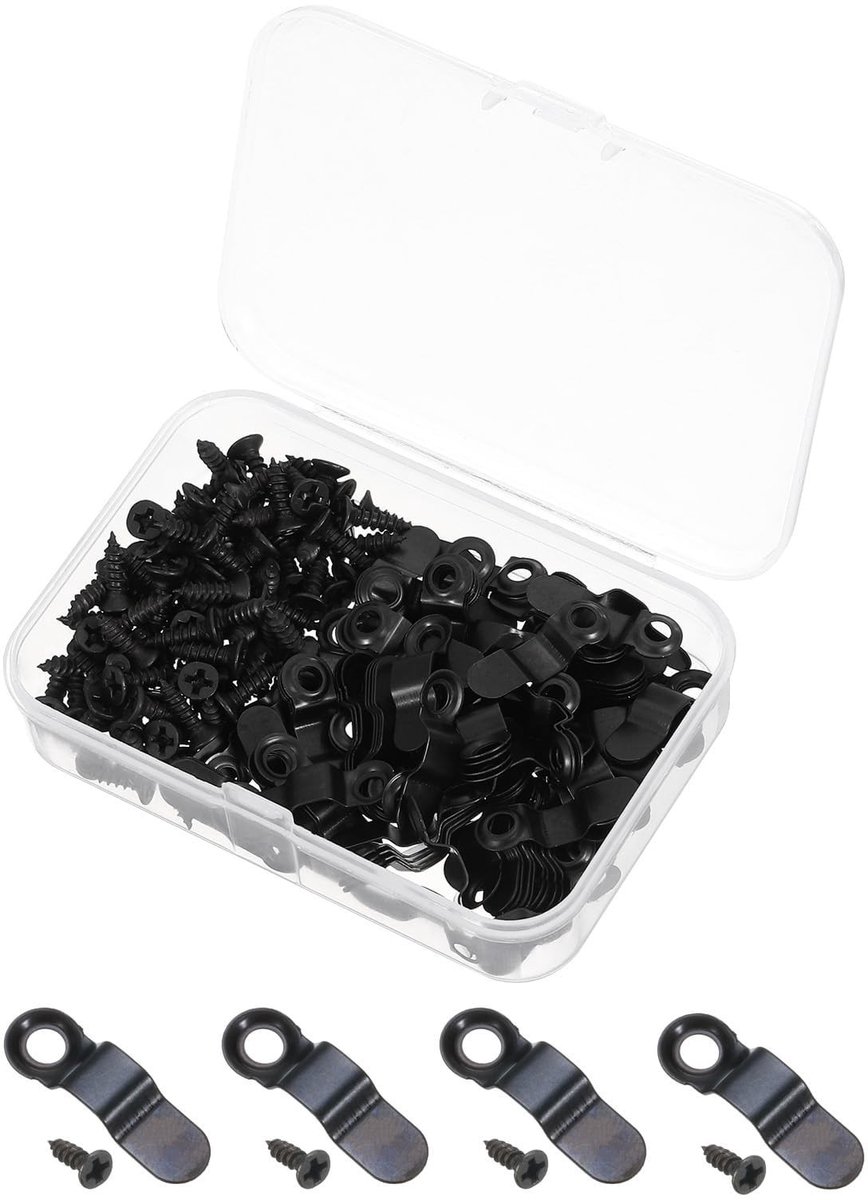 Dailygoods- Fotolijstclips 100 Stuks - Zwarte Draaiknoppen - Steunhardware - Schroeven - 23 mm x 7 mm - Duurzaam Ijzer - Fotolijstbevestiging