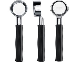 Dailygoods - Normcore 57 mm bodemloze portafilter compatibel met Lelit 57 groepen - Anna en Anita, naakte portafilter met zwart geanodiseerd aluminium handvat