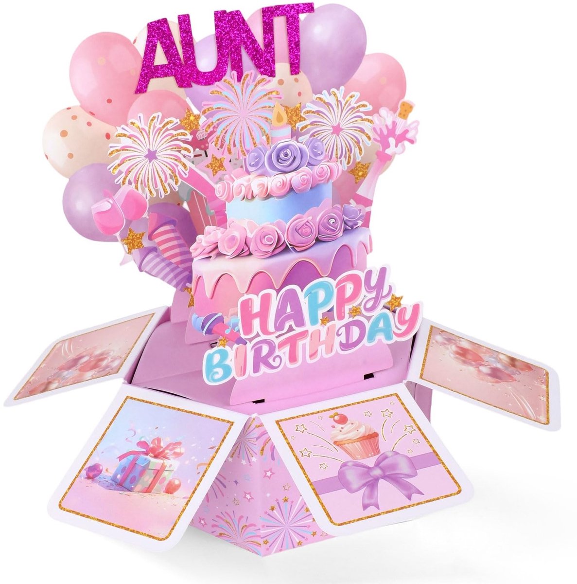 Dailygoods- Verjaardagskaart Pop-Up - Kleurrijk Ontwerp - 3D Wenskaart - Inclusief Kleine Kaart - Met Envelop - Creatief Cadeau voor Tante