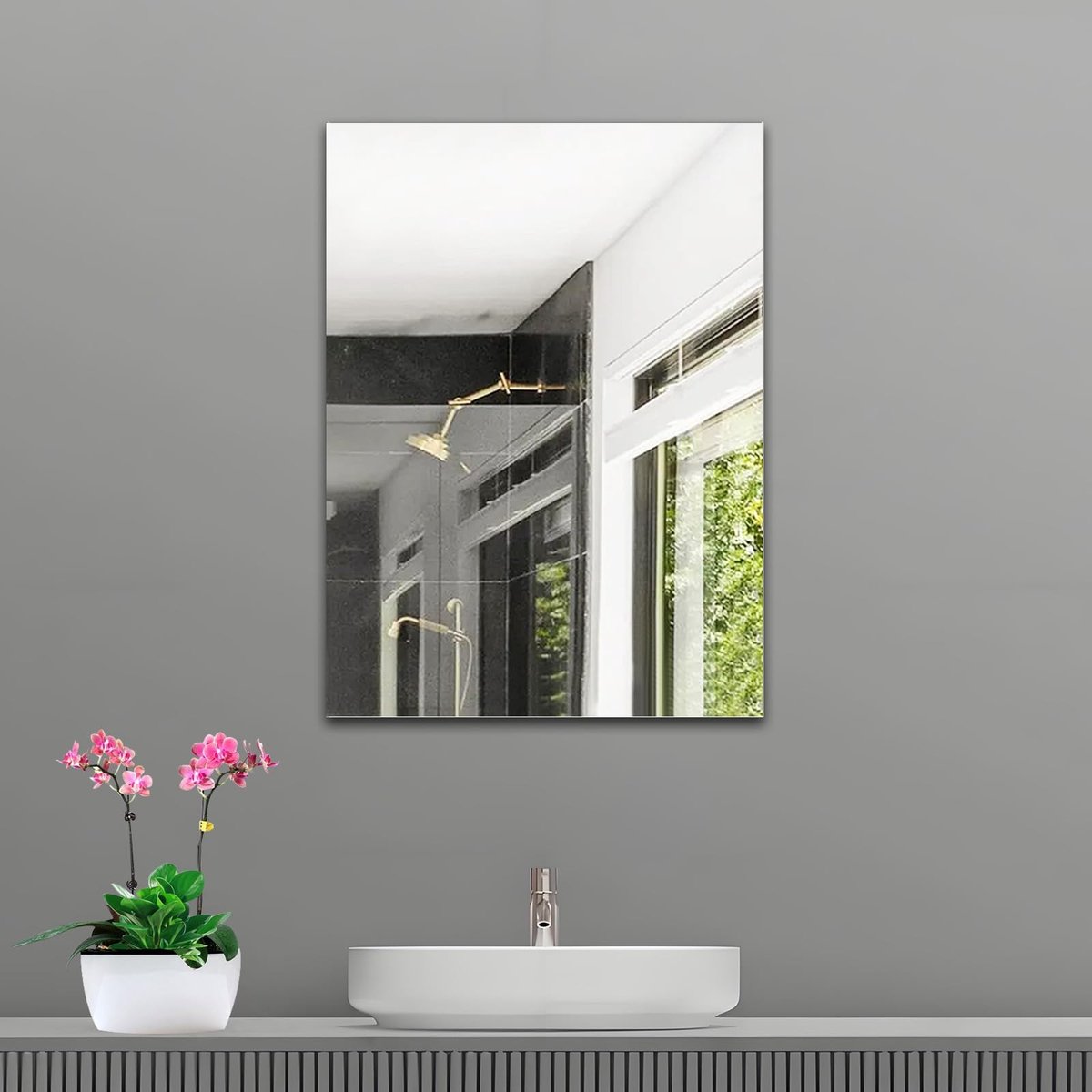 Dailygoods- Wandspiegel Frameloos - Zelfklevend Glas - Decoratieve Spiegel - Badkamerspiegel - Luxe Stijl - 40 x 30 cm - Spiegeltegel