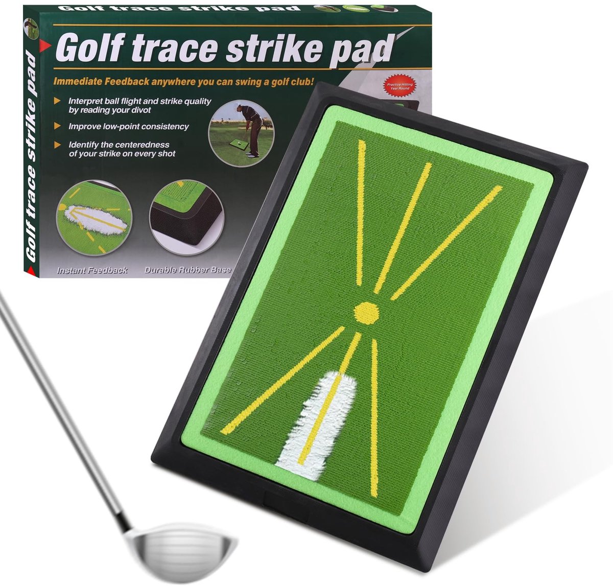 Dailygoods- Trainingsmat met visuele feedback - Oefenmat voor binnen/buiten - Antislip rubberen basis - Verbetert nauwkeurigheid - Geschikt voor golftraining - Ideaal voor consistente swing. - Golfmat