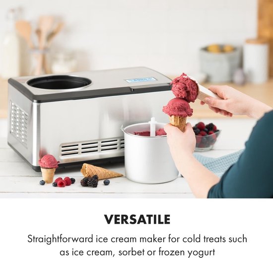 IJsmachine - Sorbetmaker - Zelf ijs maken - Ingebouwd koelsysteem - 2 liter - Zilver — afbeelding 4