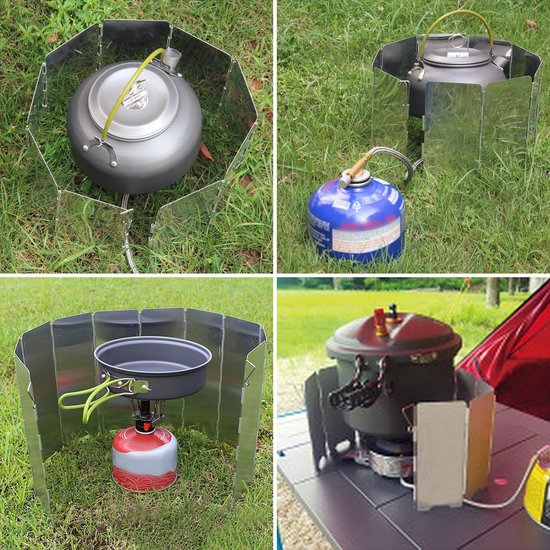 Opvouwbare windschermen van aluminiumlegering, 10 stuks per verpakking, opvouwbare winddichte hoezen, geschikt voor kamperen, wandelen en picknicken. van Merkloos — afbeelding 3
