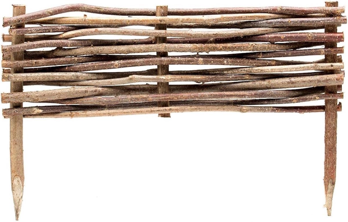 Houten bloembedomranding - Bloembegrenzing steekhek - Tuin afbakenen - Massief hazelnoothout - 20 x 60 cm - Hazelnoot