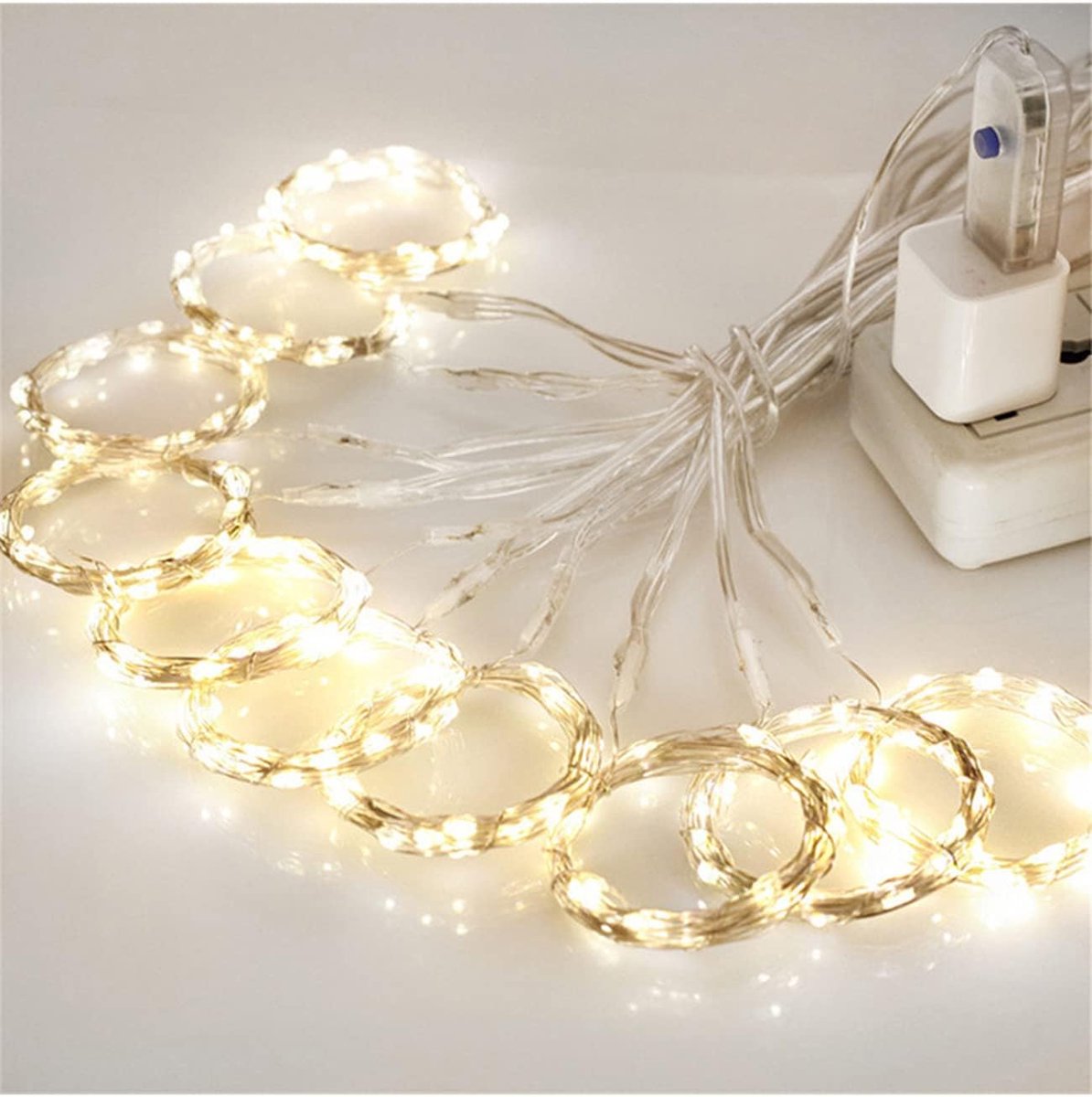 LED Gordijn Verlichting - Lichtslinger Raam - Decoratie Creëren - 8 Verlichtingsmodi - 3m x 3m - Warm Wit