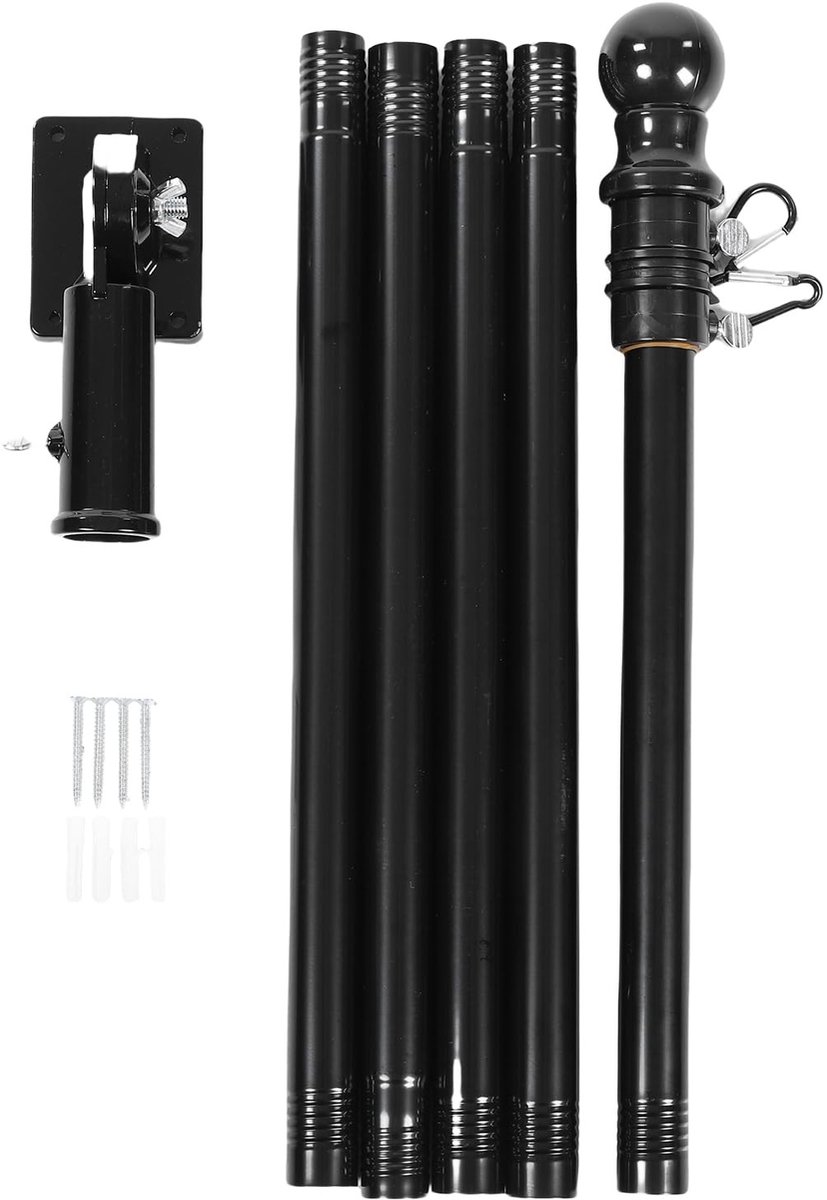 Dailygoods- Vlaggenmastset Weerbestendig - Vlaggenmast 6FT - Vlaggenstokhouder - Vlaggenringen - Verstelbare lengte - Roestvrij staal/aluminiumlegering