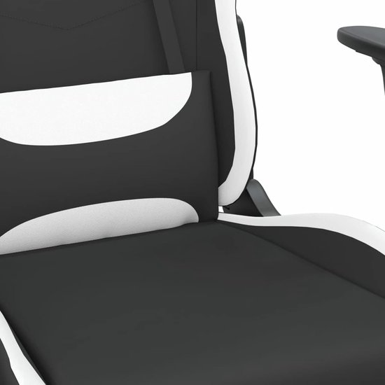 Gaming Stoel - Comfortabele Zetel - Ontspannen Zitten - Met Massagefunctie - Verstelbaar - Zwart Wit — afbeelding 2