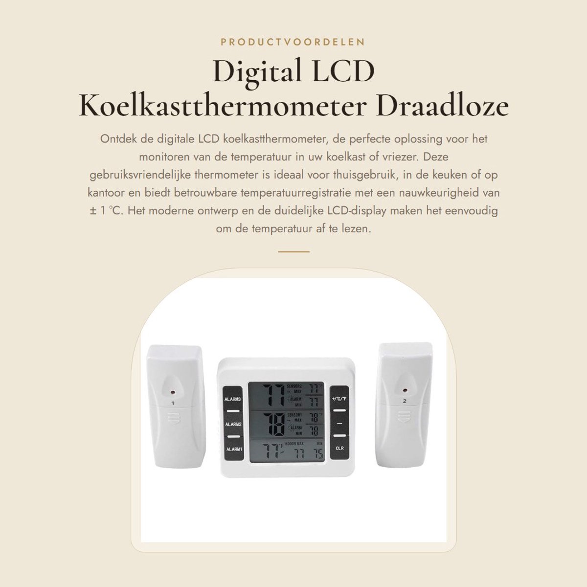 Dailygoods - Digital LCD Koelkastthermometer - Draadloze Temperatuurmeter - Alarmfunctie - Wit - Min/Max Registratie - Ideaal voor Thuis, Keuken en Ka...