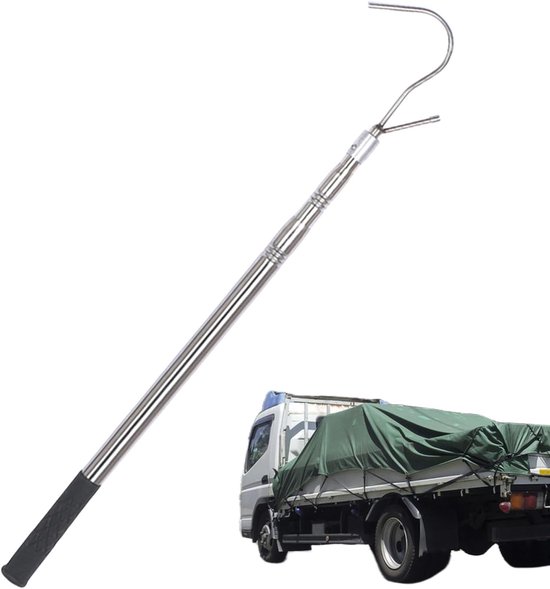 Trekstang met Haak - Grijper Telescoopstok - Vracht Vangen - Multifunctionele Haak - 150 cm - Zilver — afbeelding 2