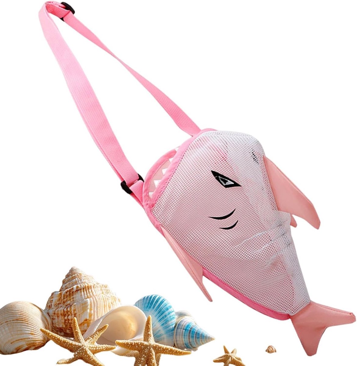 Schelpenverzamelaar Tas - Strandnet Opvouwbaar - Schelpen Verzamelen - Zanddoorlatend Mesh - 25 x 18 x 15 cm - Roze