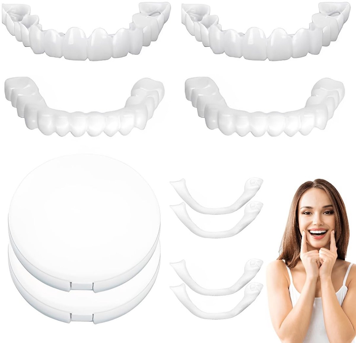 Dailygoods- Gebitsprothesen 2 Paar - Kunstgebit Bakje - Tandheelkundige Bite - Voor Mannen/Vrouwen - Gemakkelijk Te Dragen - Complete Set B