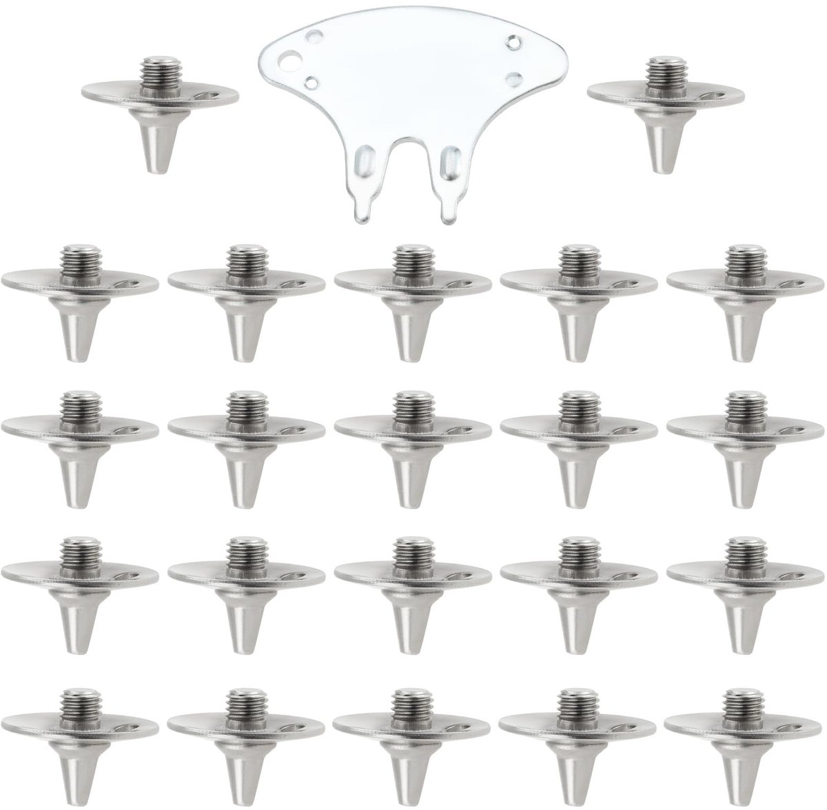 Dailygoods- Cricket Spikes 22 Stuks - Metalen Spikes - Schroefdraad 5,7 mm - Sleutel Inclusief - Lichtgewicht - Zilver