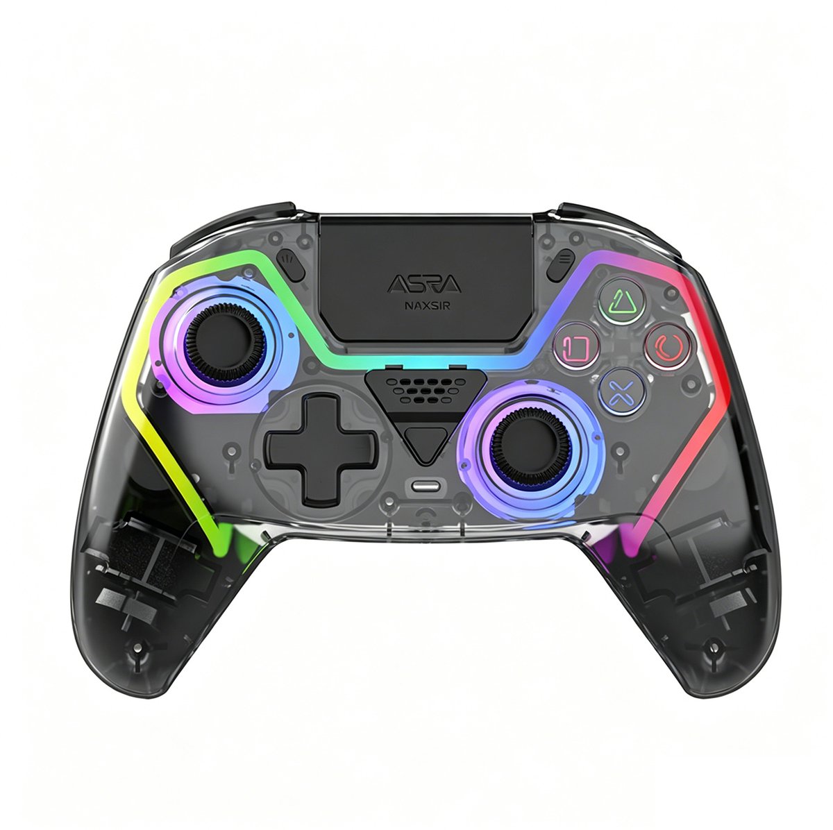 NAXSIR Draadloze controller voor PS5, Bluetooth gamepad met 1000mAh accu, Hall-effect joysticks & triggers, programmeerbare knoppen en RGB-verlichting