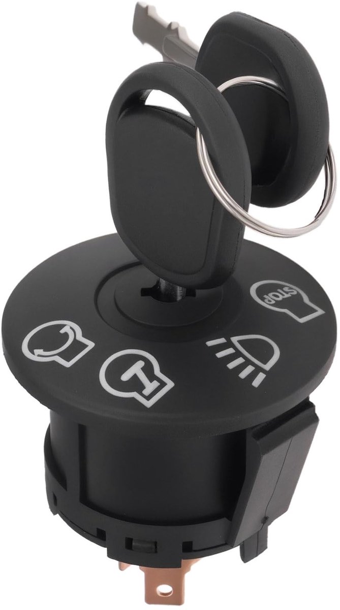 Dailygoods - Contactschakelaar Grasmaaier - 4 Posities - Inclusief Sleutels - Zwart - Vervangend Onderdeel - Compatibel met Diverse Modellen - 7 Termi...