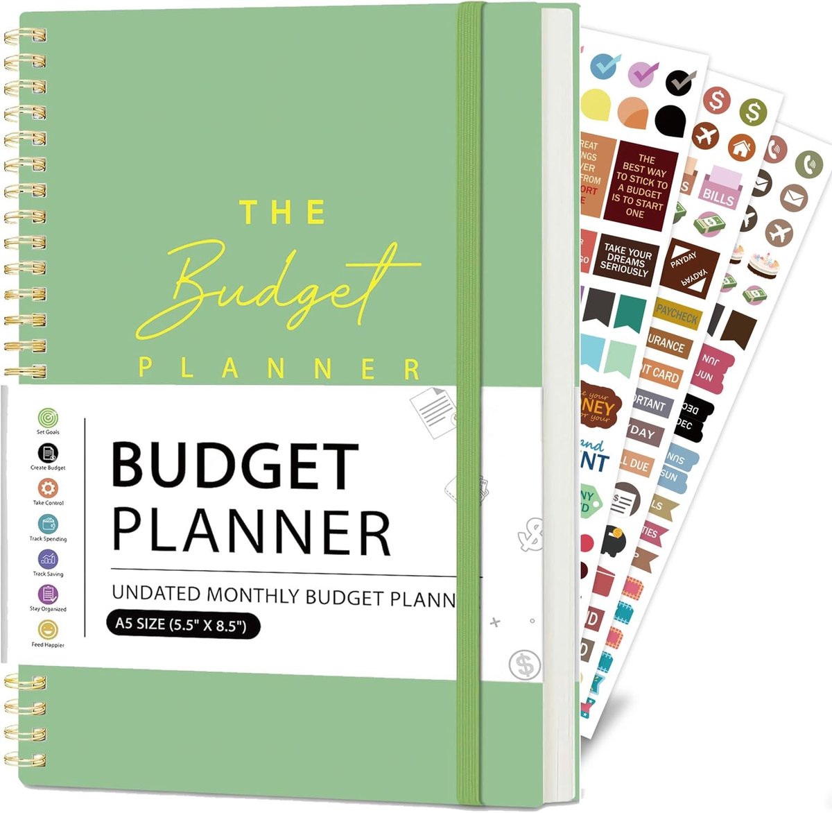 Dailygoods- Budgetplanner Maandelijks - Ongedateerde 12 Maanden - Huishoudboekje - Geldmapjes - Onkosten-/Rekeningtracker - Hoogwaardige Materialen - Financiële Planner