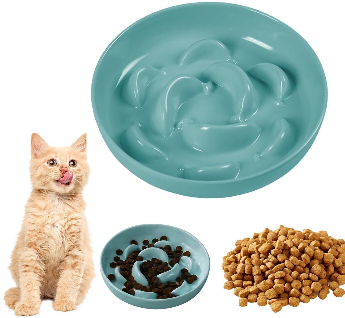 Dailygoods- Kattenvoerbak 16 x 16 x 3,2 cm - Anti-schrokbak - Interactief - Labyrint ontwerp - Gemakkelijk te reinigen - Voorkomt verstikking en obesitas