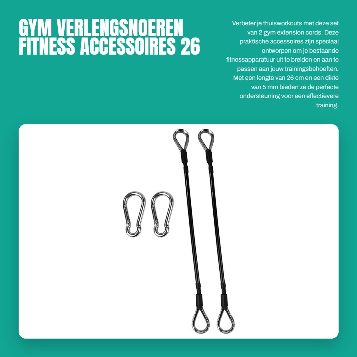 Dailygoods- Fitness Verlengsnoer 26cm - Kabelaccessoires - Thuis Fitnessapparatuur - Pull-down Robot - Rek- en Strekapparatuur - Verstelbaar - Fitnesskabel