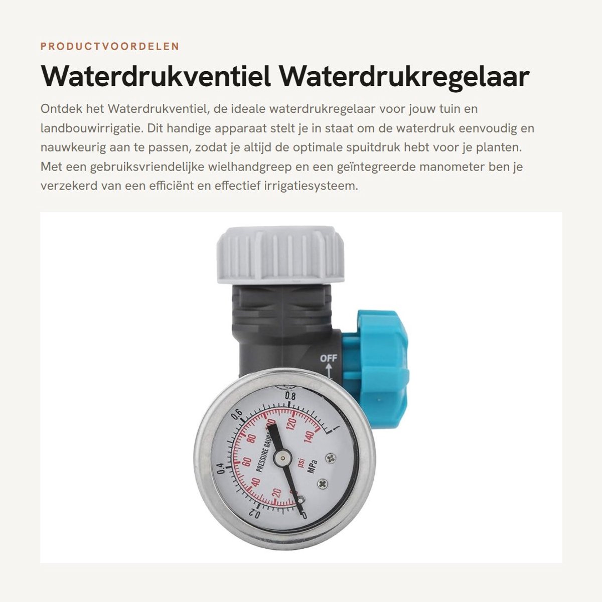 Dailygoods- Waterdrukventiel G3/4in met manometer - Drukregelaar voor water - Tuin irrigatiecontroller - Verstelbaar drukventiel - Gebruiksvriendelijke grip - Geschikt voor watertimer