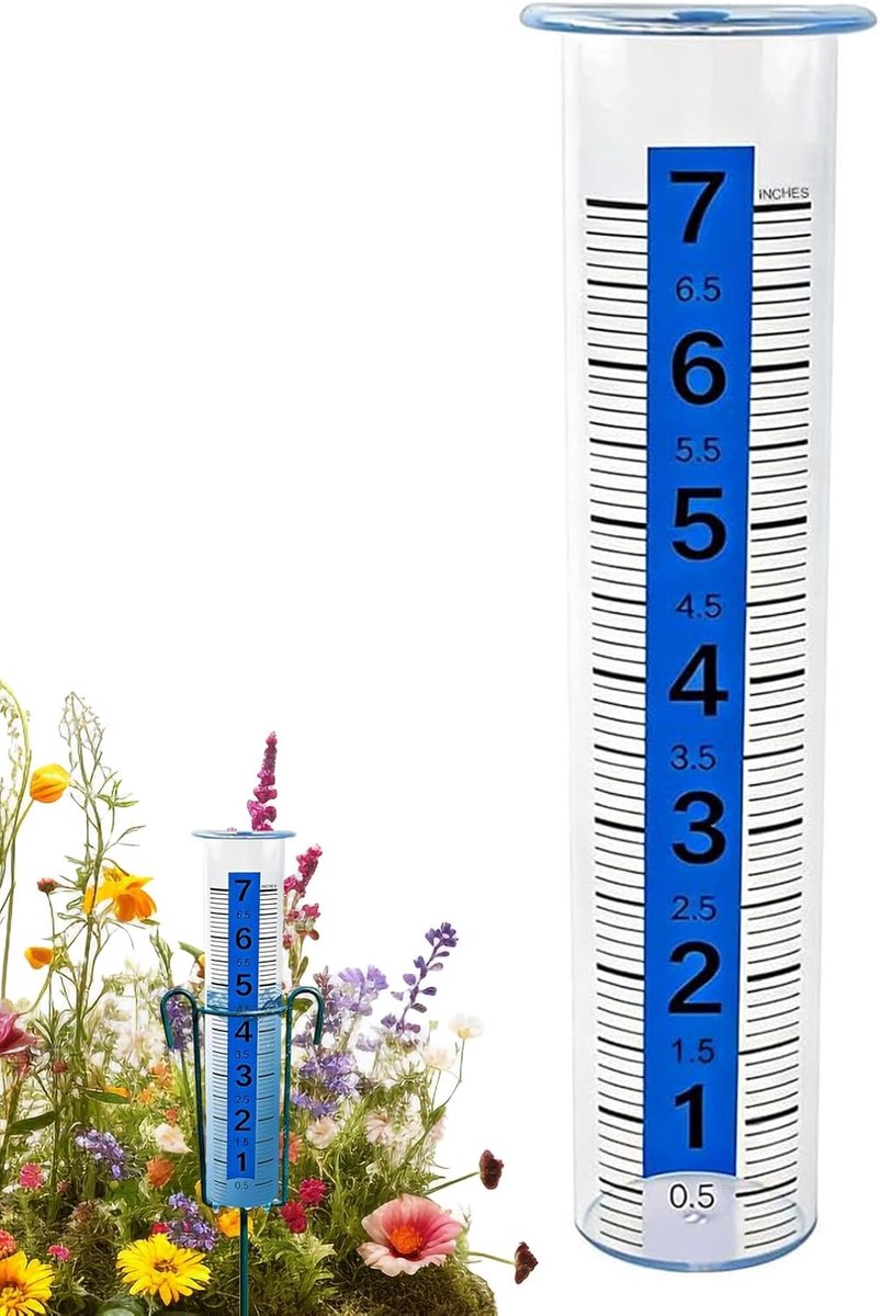 Regenmeter Buiten - Regenmeter Buis - Neerslag Meten - Nauwkeurige Schaal - 21 cm - Blauw