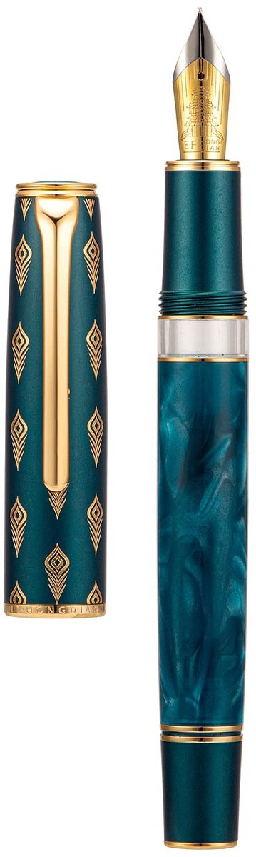 Dailygoods - Hongdian N7 Vulpen - Blauwe Pauwhars met Iridium Fijne Penpunt