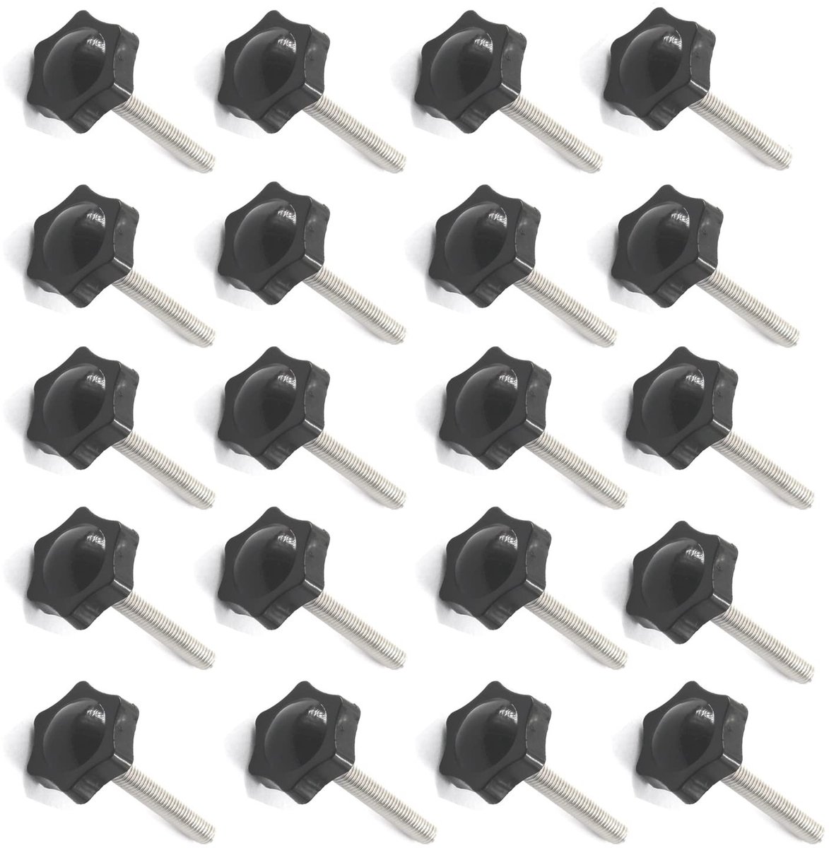 Dailygoods- Handknop 20 Stks - Sterkop Aanscherping - Schroef M4x16mm - Roestvrij Staal - Kunststof - Eenvoudig te installeren