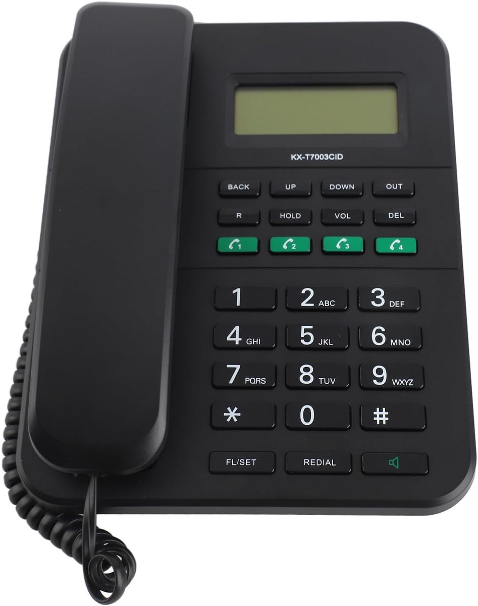 Vaste Telefoon - Telefoon met Snoer - Thuisgebruik Kantoor - Nummerherkenning LCD - 22 x 22 x 6 cm - Zwart