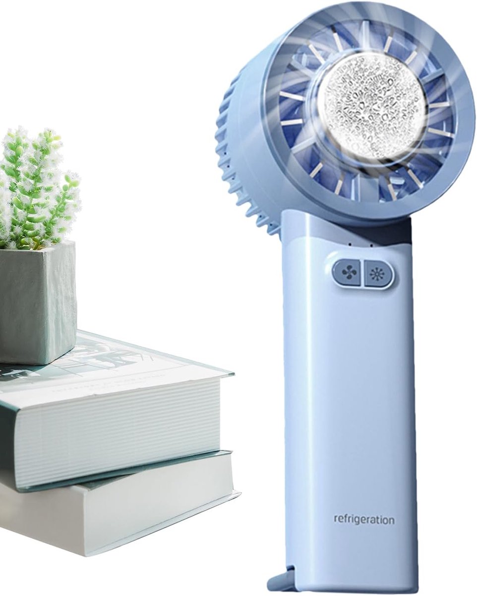 Draagbare Hand Ventilator - Oplaadbare Mini Fan - Koelte Onderweg - 3 Snelheden Instelbaar - 18.5 cm Blad - Lichtblauw