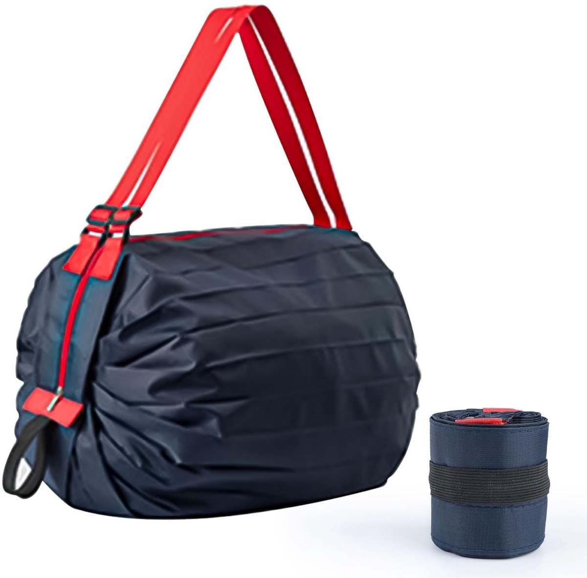 Dailygoods - Strandtas, waterdicht, nylon opvouwbare boodschappentas, verstelbare draagtas met ritssluiting, geschikt voor dagelijks winkelen, reizen aan zee, picknick en camping, blauw